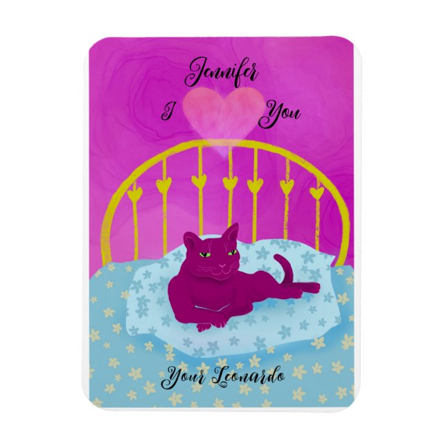 Funny I Heart You From Cat Personalised  Magnet (Vertical)
