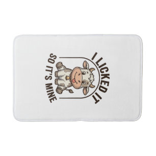 Funny I Licked It Cow Vintage Farm Shirt Design_1 Bath Mat