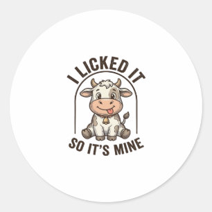 Funny I Licked It Cow Vintage Farm Shirt Design_1 Classic Round Sticker