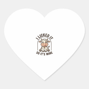Funny I Licked It Cow Vintage Farm Shirt Design_1 Heart Sticker