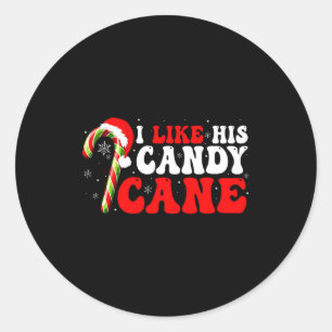 Funny I Like His Candy Cane Couples Matching Chris Classic Round Sticker