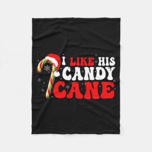 Funny I Like His Candy Cane Couples Matching Chris Fleece Blanket