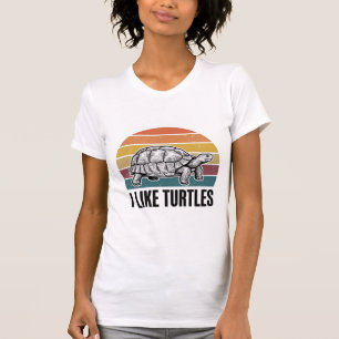 Funny I Like Turtles Vintage Engraving T-Shirt Des