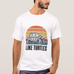 Funny I Like Turtles Vintage Engraving T-Shirt Des