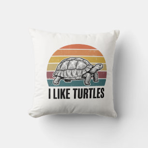Funny I Like Turtles Vintage Engraving T-Shirt Des Cushion
