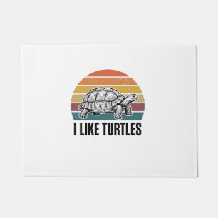 Funny I Like Turtles Vintage Engraving T-Shirt Des Doormat