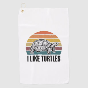 Funny I Like Turtles Vintage Engraving T-Shirt Des Golf Towel