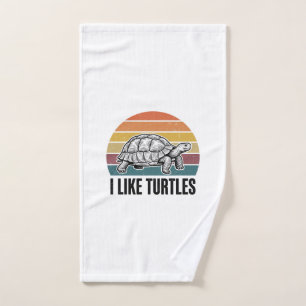 Funny I Like Turtles Vintage Engraving T-Shirt Des Hand Towel