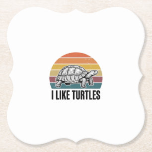 Funny I Like Turtles Vintage Engraving T-Shirt Des Paper Coaster