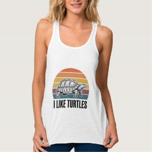 Funny I Like Turtles Vintage Engraving T-Shirt Des Singlet