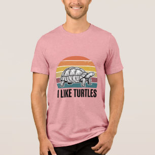 Funny I Like Turtles Vintage Engraving T-Shirt Des Tri-Blend Shirt