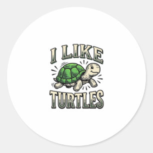 Funny I Like Turtles Vintage Turtle Shirt Design_1 Classic Round Sticker