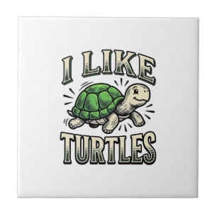 Funny I Like Turtles Vintage Turtle Shirt Design_1 Tile