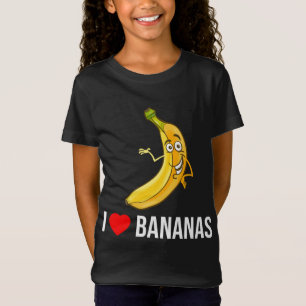 Funny I Love Bananas Heart Banana Tropical Fruit V T-Shirt