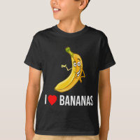 Funny I Love Bananas Heart Banana Tropical Fruit V