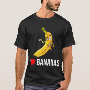 Funny I Love Bananas Heart Banana Tropical Fruit V T-Shirt