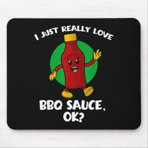 Funny i love bbq sauce cartoon barbecue  mouse pad