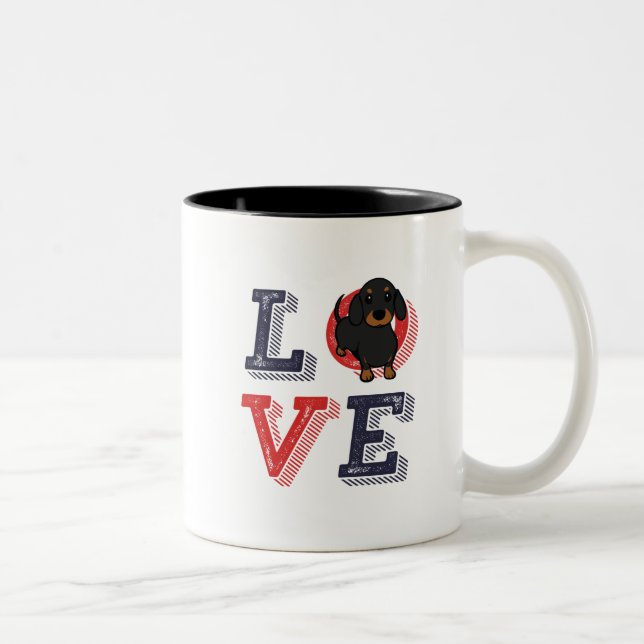 Funny I Love Dachshund I Heart My Dog Puppy Lover Two-Tone Coffee Mug (Right)