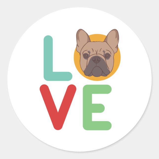 Funny I Love French Bulldog I Heart My Dog Lover Classic Round Sticker (Front)