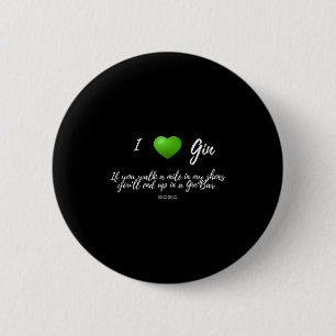 Funny I Love Gin Drinker Heart Graphic Party Gift 6 Cm Round Badge