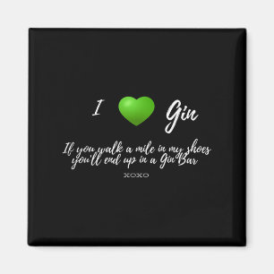 Funny I Love Gin Drinker Heart Graphic Party Gift  Magnet