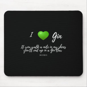 Funny I Love Gin Drinker Heart Graphic Party Gift  Mouse Pad