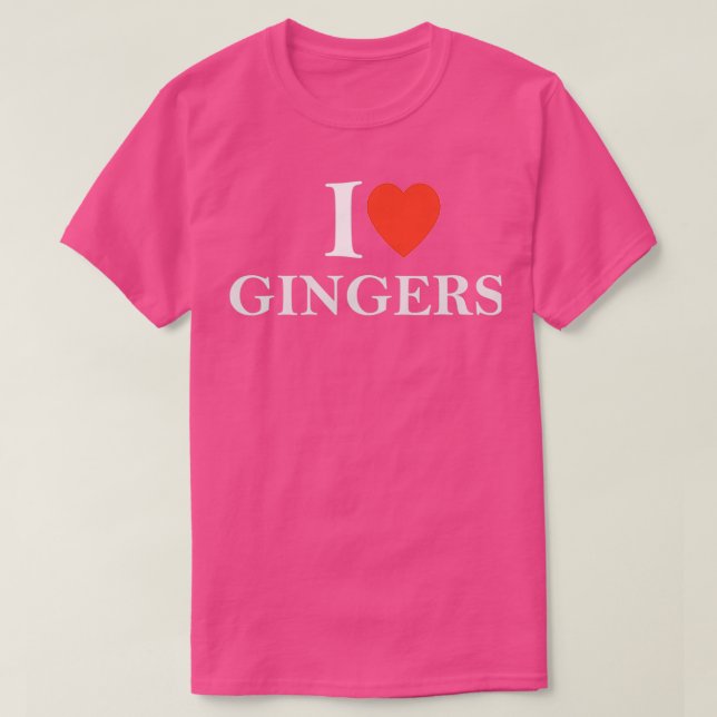 Funny I Love Gingers Heart Redhead Lover Hair Frec T-Shirt (Design Front)