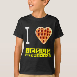 Funny I Love Jesus Waffle Heart Christian Breakfas T-Shirt