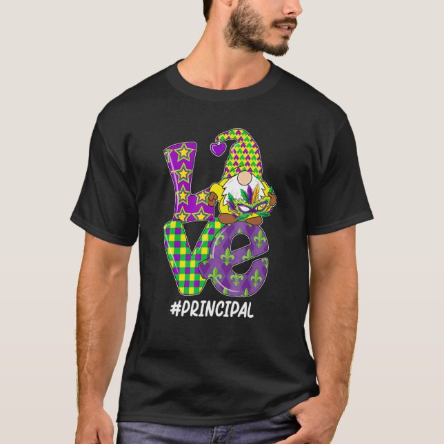 Funny I Love Mardi Gras Assistant Principal Gnome  T-Shirt (Front)