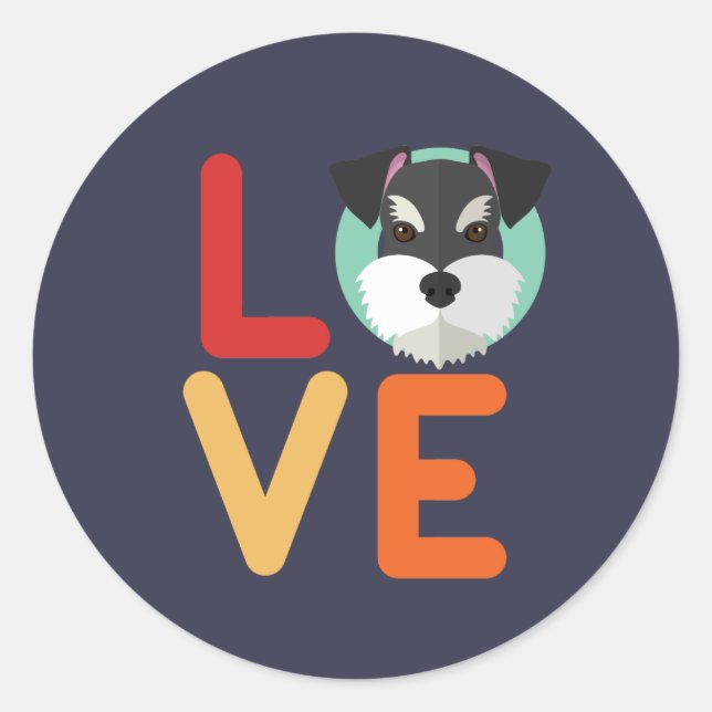 Funny I Love Miniature Schnauzer I Heart Dog Lover Classic Round Sticker (Front)