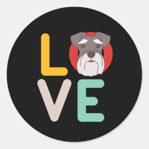 Funny I Love Miniature Schnauzer I Heart Dog Lover Classic Round Sticker