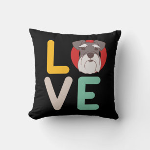 Funny I Love Miniature Schnauzer I Heart Dog Lover Cushion
