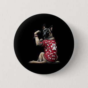 Funny I Love Mum Tattoo Belgian Malinois Mum For W 6 Cm Round Badge