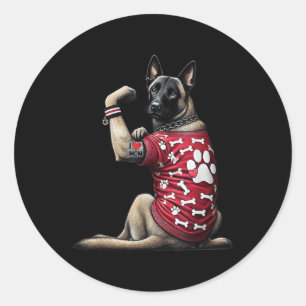 Funny I Love Mum Tattoo Belgian Malinois Mum For W Classic Round Sticker