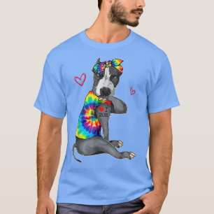 Funny I Love Mum Tattoo Pitbull Dog Mum Owner Moth T-Shirt