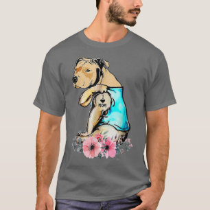 Funny I Love Mum Tattoo Pitbull Dog Mum Owner Moth T-Shirt