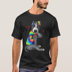 Funny I Love Mum Tattoo Pitbull Dog Mum Owner Moth T-Shirt