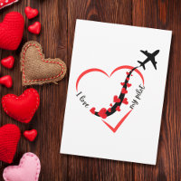 Funny I love My Pilot Heart & Aeroplane Romantic