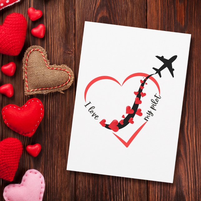 Funny I love My Pilot Heart & Airplane Romantic Card (Creator Uploaded)
