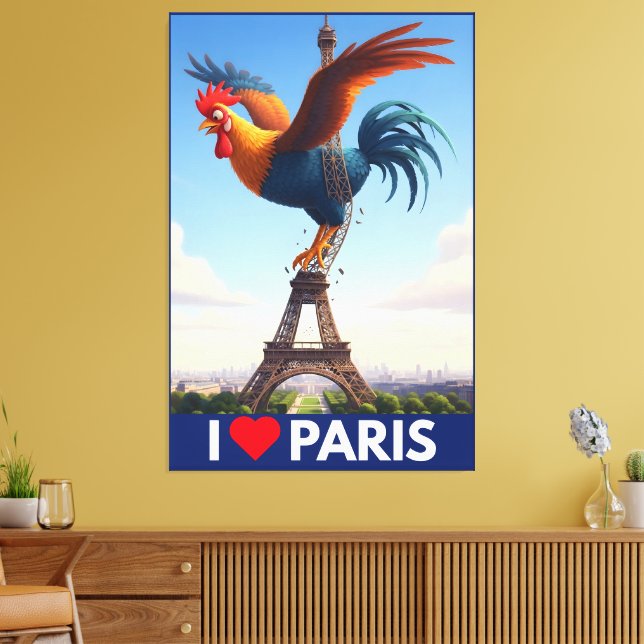 Funny 'I Love Paris' Canvas Print (Insitu(LivingRoom))