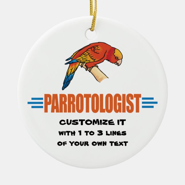 Funny I Love Parrots Ceramic Tree Decoration (Front)