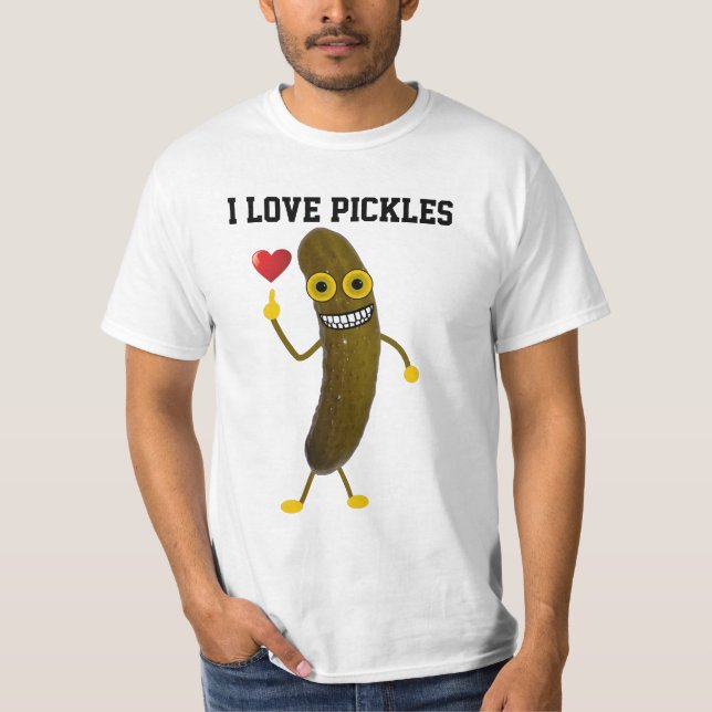 Funny I Love Pickle Cartoon T-Shirt (Front)