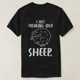 Funny I Love Sheep Cartoon Design T-Shirt