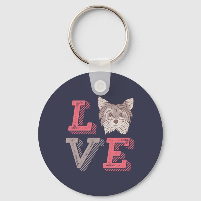 Funny I Love Yorkshire Terrier I Heart Dog Lover Key Ring (Front)