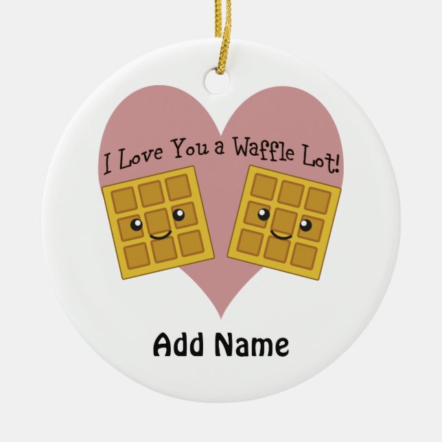 Funny I Love You A Waffle Lot Cute Kawaii Waffles Ceramic Tree Decoration (Front)