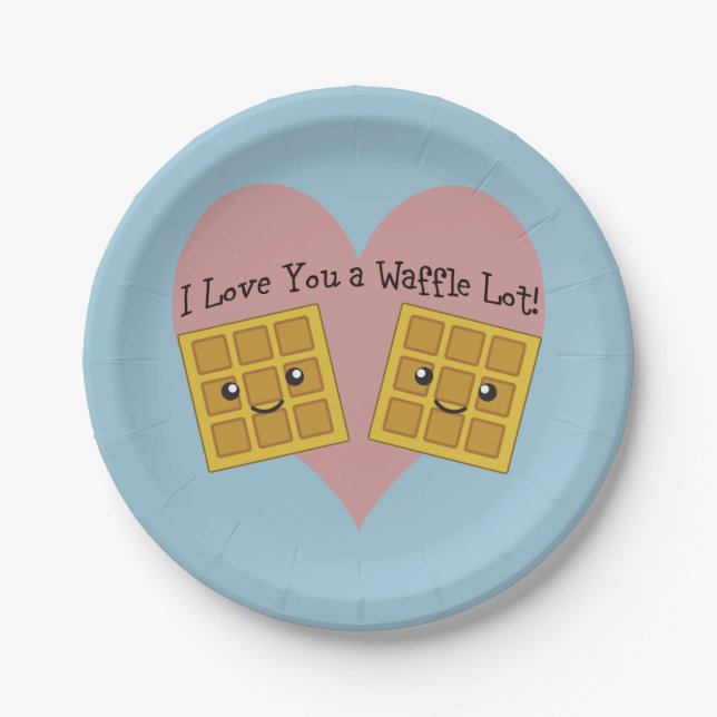 Funny I Love You A Waffle Lot Cute Kawaii Waffles Paper Plate (Front)