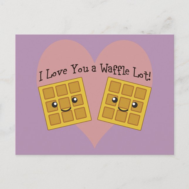 Funny I Love You A Waffle Lot Cute Kawaii Waffles Postcard (Front)