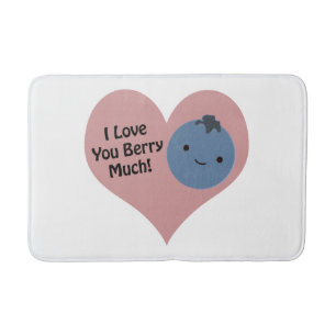 Funny I Love You Berry Much Cute Kawaii Blueberry Bath Mat