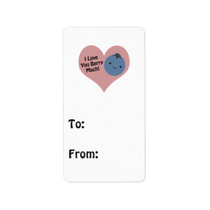 Funny I Love You Berry Much Cute Kawaii Blueberry Label