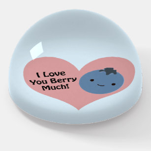 Funny I Love You Berry Much  Cute Kawaii Blueberry Paperweight